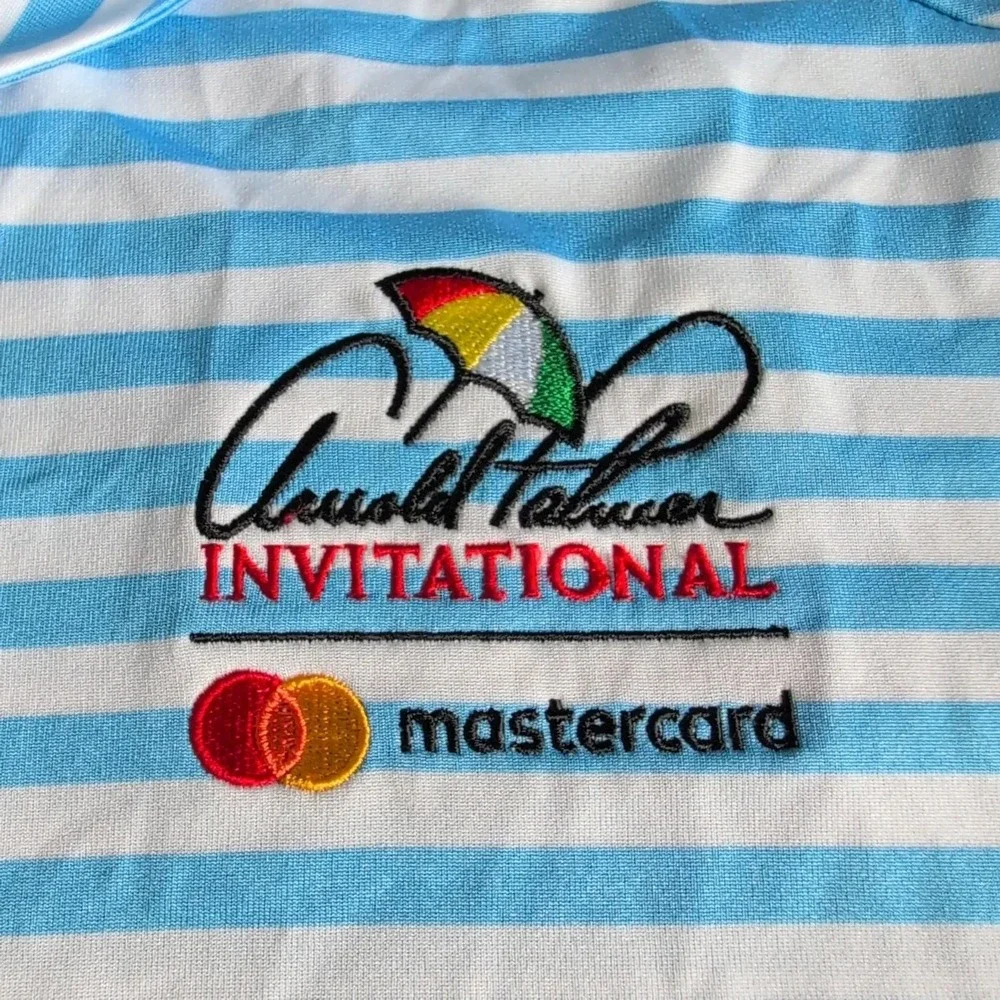 Arnold Palmer‎ Invitational Shirt Polo Mens XL Blue Stripe Nike Golf Dri Fit